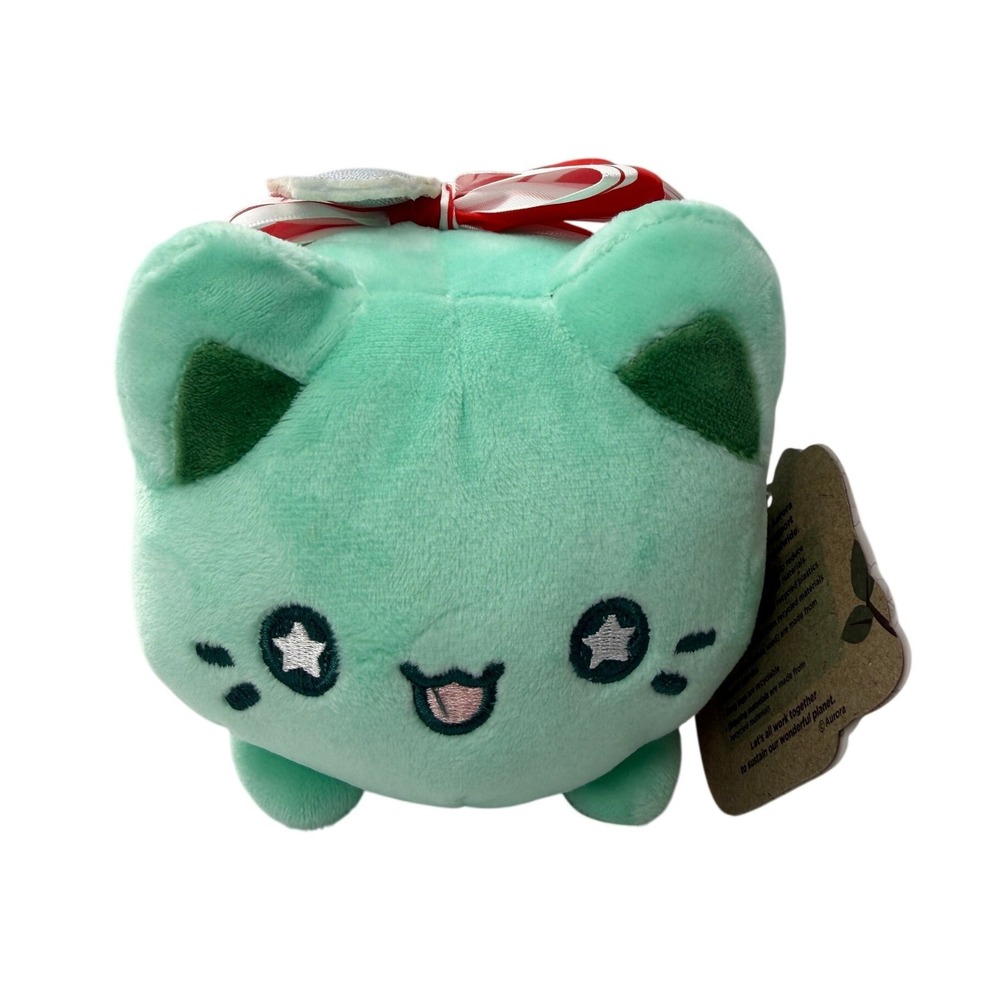 Aurora Tasty Peach Studios Winter Wreath Meowchi Plush Mint Green Cat Toy 7" NWT